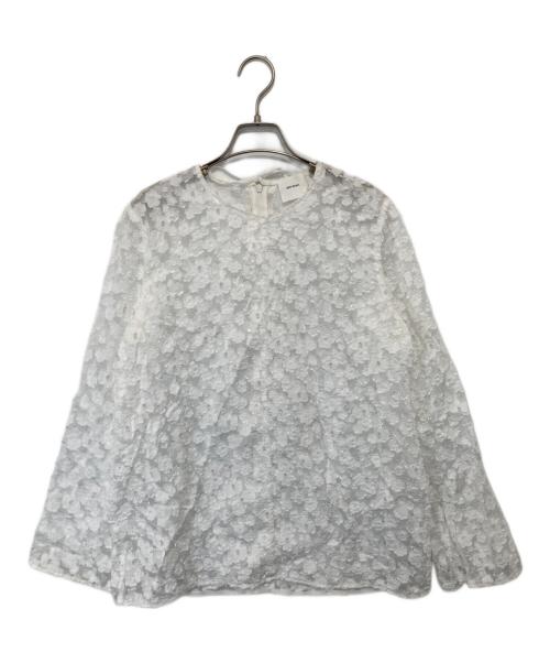 YORI（ヨリ）YORI (ヨリ) shirocon レースジャガードブラウス SC21-25025AW ホワイト サイズ:38の古着・服飾アイテム