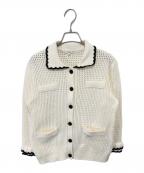 YORIヨリ）の古着「コンパクトクロシェニットジャケット　YR35-25034SP」｜アイボリー