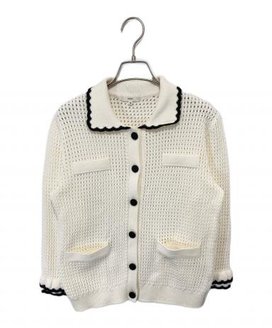 25ss ヨリ　yori クロシェニットジャケット　ホワイト　38 中古・古着通販】YORI (ヨリ) コンパクトクロシェニットジャケット