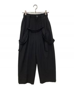 中古・古着通販】ATON (エイトン) ウールギャバジンタックワイドパンツ