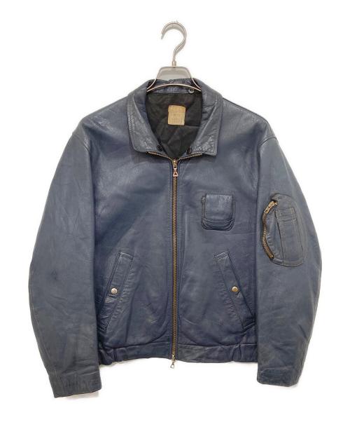 French Army（フランス軍）French Army (フランス軍) 70s Pilot Leather Jacket（パイロットレザージャケット）　フランス空軍 ・73年納品 ネイビー サイズ:不明の古着・服飾アイテム