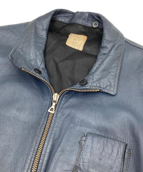 French Army（フランス軍）French Army (フランス軍) 70s Pilot Leather Jacket（パイロットレザージャケット）　フランス空軍 ・73年納品 ネイビー サイズ:不明の古着・服飾アイテム