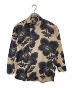 Vivienne Westwoodヴィヴィアンウエストウッド）の古着「アシンメトリ―リネン総柄シャツ VW-LP-73939」｜ベージュ×グレー