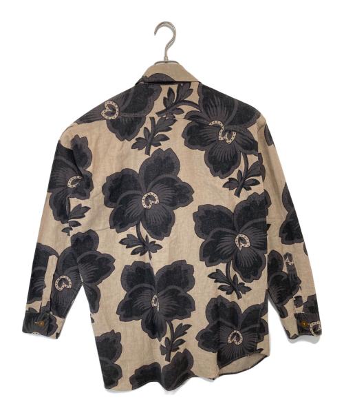Vivienne Westwood（ヴィヴィアンウエストウッド）Vivienne Westwood (ヴィヴィアンウエストウッド) アシンメトリ―リネン総柄シャツ VW-LP-73939 ベージュ×グレー サイズ:46の古着・服飾アイテム