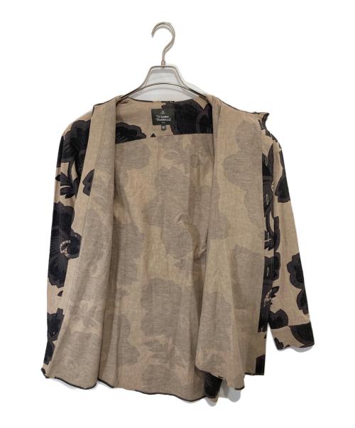 Vivienne Westwood（ヴィヴィアンウエストウッド）Vivienne Westwood (ヴィヴィアンウエストウッド) アシンメトリ―リネン総柄シャツ VW-LP-73939 ベージュ×グレー サイズ:46の古着・服飾アイテム