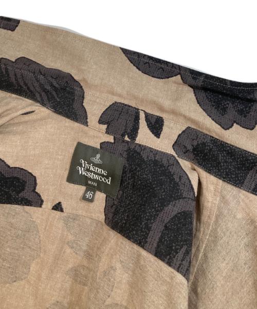 Vivienne Westwood（ヴィヴィアンウエストウッド）Vivienne Westwood (ヴィヴィアンウエストウッド) アシンメトリ―リネン総柄シャツ VW-LP-73939 ベージュ×グレー サイズ:46の古着・服飾アイテム
