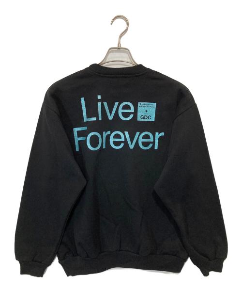 GDC（ジーディーシー）GDC (ジーディーシー) kinski live forever crew sweat　キンスキー リブ フォーエバー クルー スウェット ブラック サイズ:Mの古着・服飾アイテム