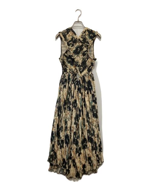 GANNI（ガニー）GANNI (ガニー) フラワー柄シャーリングワンピース　W0209 グリーン サイズ:記載なしの古着・服飾アイテム