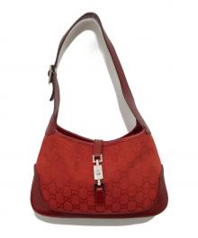 GUCCI（グッチ）の古着「ジャッキー GGキャンバス×レザー ワンショルダーバッグ」｜レッド
