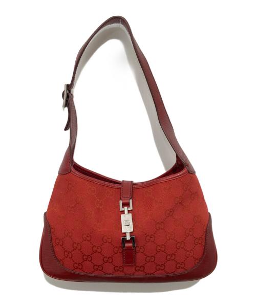 GUCCI（グッチ）GUCCI (グッチ) ジャッキー GGキャンバス×レザー ワンショルダーバッグ レッドの古着・服飾アイテム