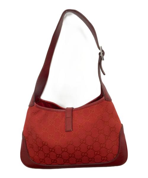GUCCI（グッチ）GUCCI (グッチ) ジャッキー GGキャンバス×レザー ワンショルダーバッグ レッドの古着・服飾アイテム