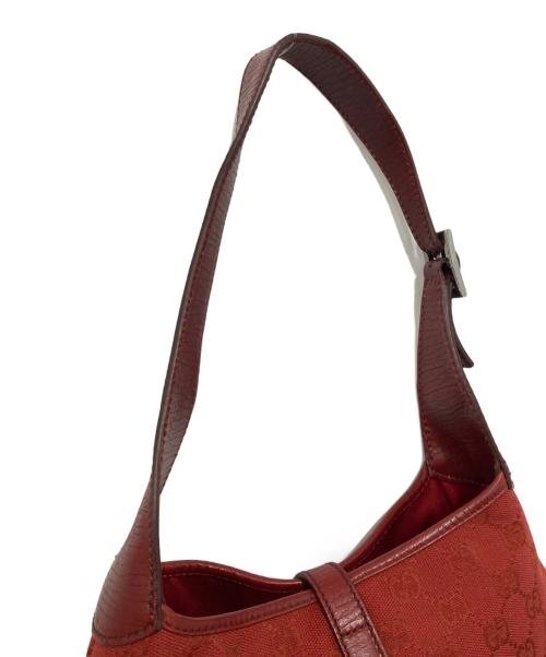 GUCCI（グッチ）GUCCI (グッチ) ジャッキー GGキャンバス×レザー ワンショルダーバッグ レッドの古着・服飾アイテム