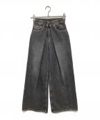 JOHN LAWRENCE SULLIVANジョン ローレンス サリバン）の古着「WASHED DENIM WIDE PANTS（ウォッシュドデニムワイドパンツ）　JLSW-02-S」｜ブラック