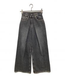 JOHN LAWRENCE SULLIVAN（ジョン ローレンス サリバン）の古着「WASHED DENIM WIDE PANTS（ウォッシュドデニムワイドパンツ）　JLSW-02-S」｜ブラック