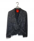 Vivienne Westwood RED LABELヴィヴィアンウエストウッドレッドレーベル）の古着「オーブボタンチェック柄ジャケット」｜ブラック