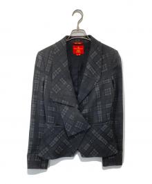 Vivienne Westwood RED LABEL（ヴィヴィアンウエストウッドレッドレーベル）の古着「オーブボタンチェック柄ジャケット」｜ブラック