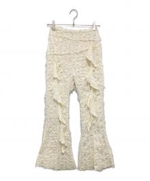 PRANK PROJECT（プランクプロジェクト）の古着「Fringe Jacquard Flare Pants(フリンジジャガードフレアパンツ)　31251465602」｜アイボリー