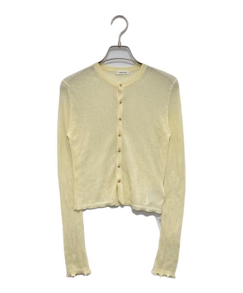 FRAY ID（フレイ アイディー）FRAY ID (フレイ アイディー) シルクコットンシアーリブカーデ　FWNT252145 イエロー サイズ:Fの古着・服飾アイテム