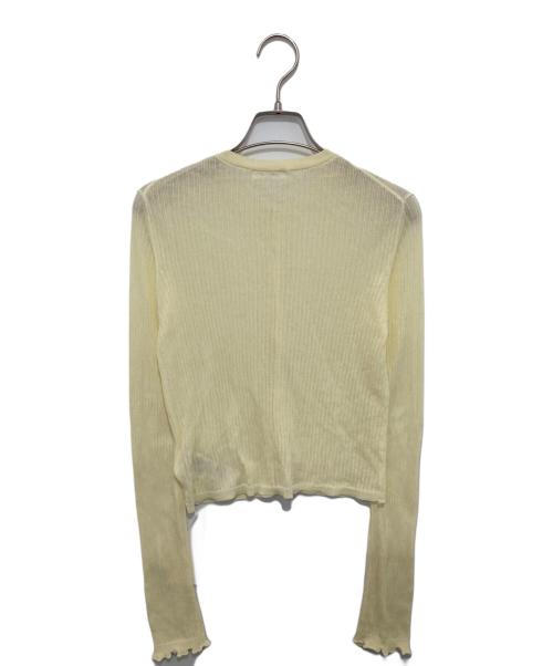 FRAY ID（フレイ アイディー）FRAY ID (フレイ アイディー) シルクコットンシアーリブカーデ　FWNT252145 イエロー サイズ:Fの古着・服飾アイテム