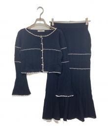 Snidel（スナイデル）の古着「クロシェニットセットアップ　SWNO251144」｜ネイビー