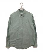 maison kitsuneメゾンキツネ）の古着「CONTOUR FOX HEAD SKATE SHIRT（コントア フォックスヘッド スケートシャツ）/ 長袖シャツ　MM00405WC5012」｜グリーン