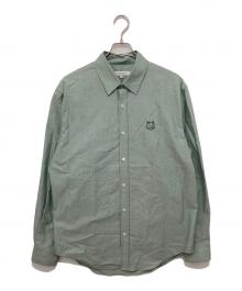 maison kitsune（メゾンキツネ）の古着「CONTOUR FOX HEAD SKATE SHIRT（コントア フォックスヘッド スケートシャツ）/ 長袖シャツ　MM00405WC5012」｜グリーン