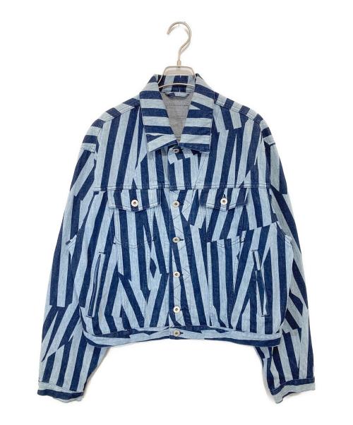 KENZO（ケンゾー）KENZO (ケンゾー) ダズルストライプトラッカーデニムジャケット FD65DV3026R1 インディゴ サイズ:Lの古着・服飾アイテム