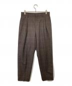 AURALEEオーラリー）の古着「BLUEFACED WOOL CHECK WIDE SLACKS　ブルーフェイストウールチェックワイドスラックス　A21AP02C」｜ブラウン