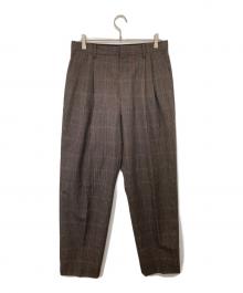 AURALEE（オーラリー）の古着「BLUEFACED WOOL CHECK WIDE SLACKS　ブルーフェイストウールチェックワイドスラックス　A21AP02C」｜ブラウン