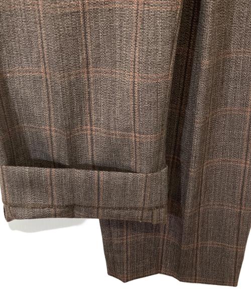 AURALEE（オーラリー）AURALEE (オーラリー) BLUEFACED WOOL CHECK WIDE SLACKS　ブルーフェイストウールチェックワイドスラックス　A21AP02C ブラウン サイズ:4の古着・服飾アイテム