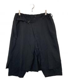 GROUND Y（グラウンドワイ）の古着「グラウンドワイ ギャバジン サマーウール ラップパンツ　GU-P06-100」｜ブラック