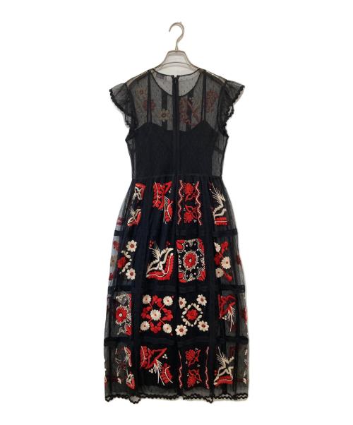 RED VALENTINO（レッドヴァレンティノ）RED VALENTINO (レッドヴァレンティノ) 刺繍レースワンピース ブラック サイズ:40の古着・服飾アイテム