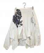 GROUND Yグラウンドワイ）の古着「パズルプリント アシンメトリースカート　GD-S01-800」｜ホワイト