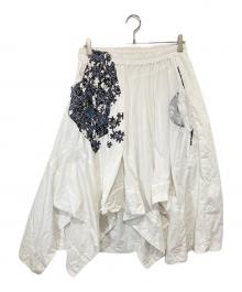 GROUND Y（グラウンドワイ）の古着「パズルプリント アシンメトリースカート　GD-S01-800」｜ホワイト