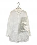 Y'sワイズ）の古着「COTTON FRONT PLUSH POCKET BLOUS コットンフロントプラッシュポケットブラウス」｜ホワイト
