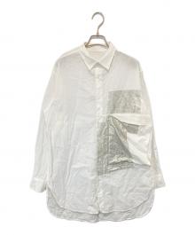 Y's（ワイズ）の古着「COTTON FRONT PLUSH POCKET BLOUS コットンフロントプラッシュポケットブラウス」｜ホワイト