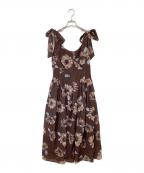 HER LIP TOハーリップトゥ）の古着「Sunflower-printed midi dress　サンフラワープリンテッドミディドレス」｜ブラウン