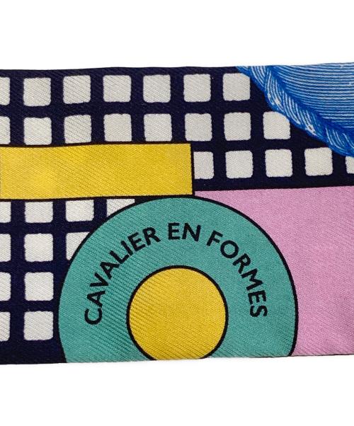 HERMES（エルメス）HERMES (エルメス) Twilly　CAVALIER EN FORMES（ツイリー　カヴァリエ・アン・フォルム） スカーフ ネイビーの古着・服飾アイテム