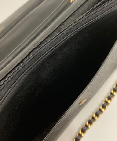 CHANEL（シャネル）CHANEL (シャネル) キャビアスキン  チェーンショルダーウォレット ブラックの古着・服飾アイテム