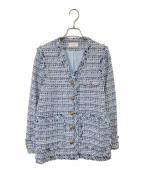）の古着「Tweed fringe 2way jacket ツイードフリンジツーウェイジャケット　2403-ORG-FMD0001」｜ブルー
