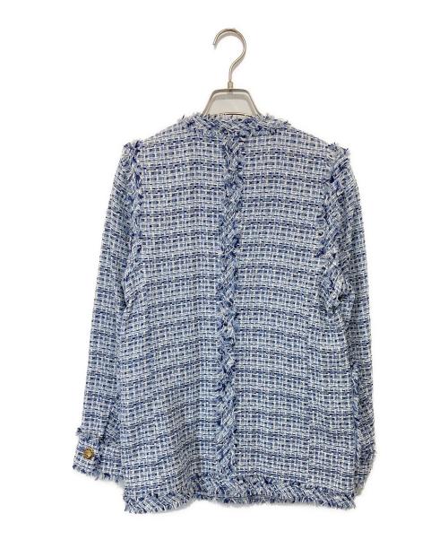 ORGUE（オルグ）ORGUE (オルグ) Tweed fringe 2way jacket ツイードフリンジツーウェイジャケット　2403-ORG-FMD0001 ブルー サイズ:3の古着・服飾アイテム