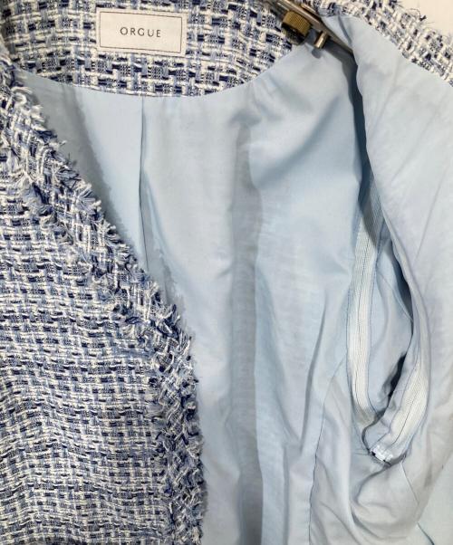 ORGUE（オルグ）ORGUE (オルグ) Tweed fringe 2way jacket ツイードフリンジツーウェイジャケット　2403-ORG-FMD0001 ブルー サイズ:3の古着・服飾アイテム