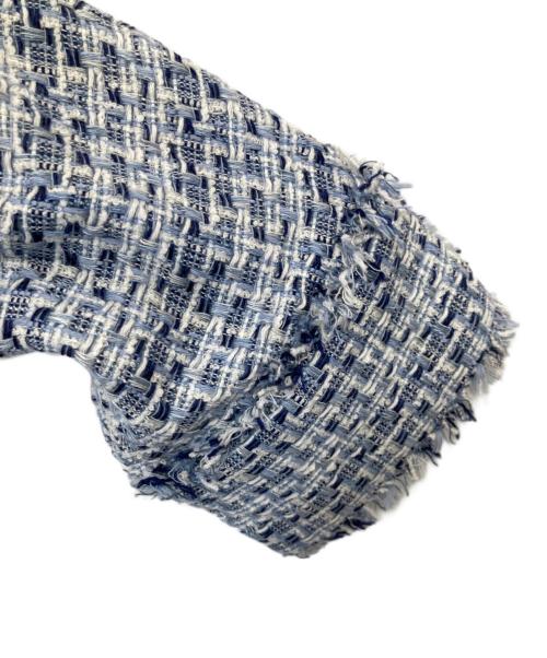ORGUE（オルグ）ORGUE (オルグ) Tweed fringe 2way jacket ツイードフリンジツーウェイジャケット　2403-ORG-FMD0001 ブルー サイズ:3の古着・服飾アイテム