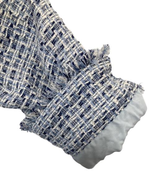 ORGUE（オルグ）ORGUE (オルグ) Tweed fringe 2way jacket ツイードフリンジツーウェイジャケット　2403-ORG-FMD0001 ブルー サイズ:3の古着・服飾アイテム