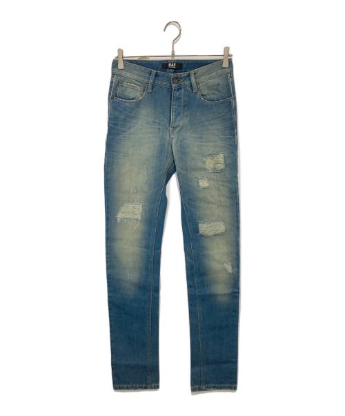 RAF BY RAF SIMONS（ラフバイ ラフシモンズ）RAF BY RAF SIMONS (ラフバイ ラフシモンズ) Distressed Jeans ディストレスドジーンズ J020 D204 ブルー サイズ:W29の古着・服飾アイテム
