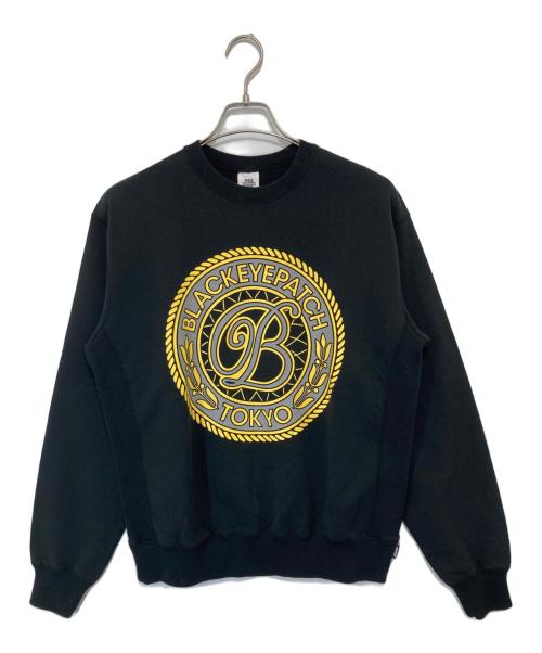 BlackEyePatch（ブラックアイパッチ）BlackEyePatch (ブラックアイパッチ) REFLECTIVE VINTAGE B EMBLEM CREW SWEAT 	BEPSS26CS12 ブラック サイズ:sの古着・服飾アイテム