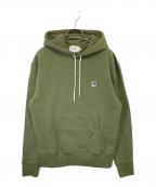 maison kitsuneメゾンキツネ）の古着「GREY FOX HEAD PATCH CLASSIC HOODIE グレーフォックスヘッドパッチクラシックパーカー　JM00312KM0001」｜オリーブ