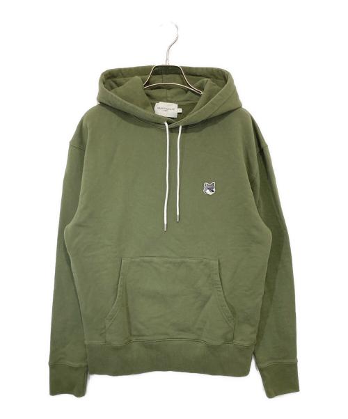 maison kitsune（メゾンキツネ）maison kitsune (メゾンキツネ) GREY FOX HEAD PATCH CLASSIC HOODIE グレーフォックスヘッドパッチクラシックパーカー　JM00312KM0001 オリーブ サイズ:Mの古着・服飾アイテム