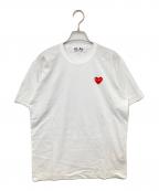 PLAY COMME des GARCONSプレイコムデギャルソン）の古着「AD2022　RED HEART S/S Tee(レッドハート刺繍Tシャツ)　AZ-T108」｜ホワイト