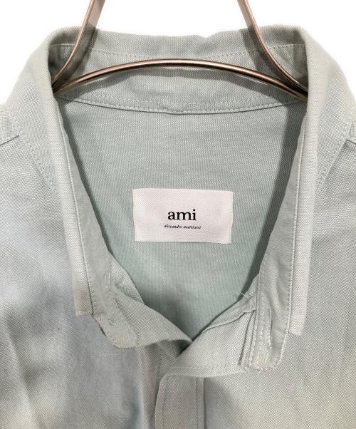 AMI Alexandre Mattiussi（アミアレクサンドルマテュッシ）AMI Alexandre Mattiussi (アミアレクサンドルマテュッシ) ハートロゴ刺繍ボタンダウンシャツ　HSH113.490 グリーン サイズ:39の古着・服飾アイテム